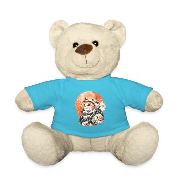 Astronauts Cat in Space – Japanese Retro - Teddy Bear - atoll blue - Front