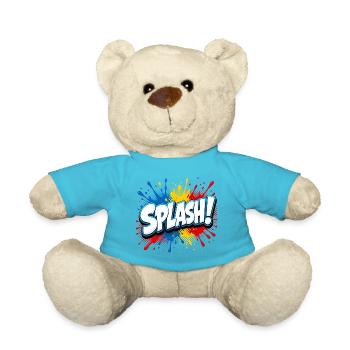 Comic lettering with splashes of paint – Pop Art Sty - Teddy Bear - atoll blue - Front
