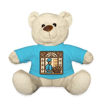 Baeckerei Shop Window Logo - Teddy Bear - atoll blue - Front