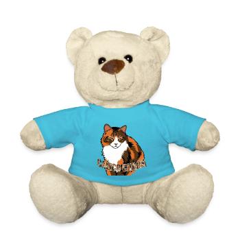 Chat gris et rouge – graphique avec inscription - Nounours - bleu outremer - Devant