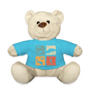 Fallschirmspringen Absprung Freifall Fallschirm - Teddy - Atollblau - Vorne