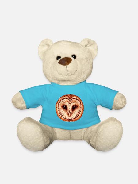 schleiereule Kopf,  Eulenporträt - Teddy - Atollblau