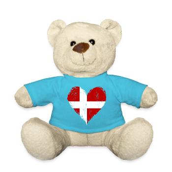 Dänemark Herzflagge Grunge - Teddy - Atollblau - Vorne