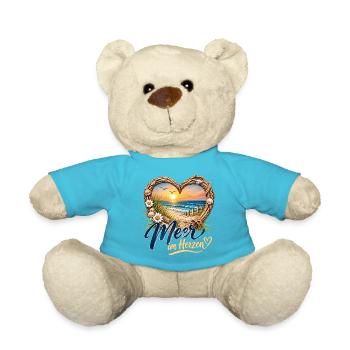 Meer im Herzen: Strandherz-Design - Teddy - Atollblau - Vorne