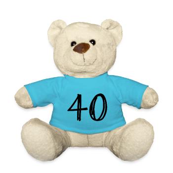 40. 40 YEARS. 40th ANNIVERSARY. BIRTHDAY 40 YEARS. - Teddy Bear - atoll blue - Front
