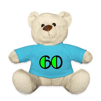 60 YEARS. 60TH ANNIVERSARY. BIRTHDAY 60 YEARS. 60 - Teddy Bear - atoll blue - Front