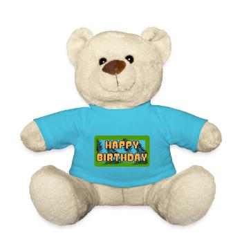 BIRTHDAY. HAPPY BIRTHDAY. HAPPY BIRTHDAY. - Teddy Bear - atoll blue - Front