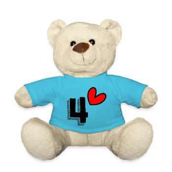 4 JAHRE. 4-jähriges JUBILÄUM. GEBURTSTAG 4 JAHRE. 4 - Teddy - Atollblau - Vorne