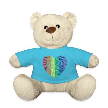 Pride Heart Fingerprint - Teddy Bear - atoll blue - Front
