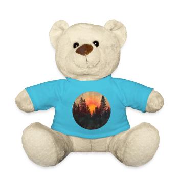 Sunset Forest Silhouette Extérieur Rétro Années 80 Vibe 3 - Nounours - bleu outremer - Devant