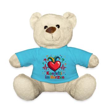 Herzschlag Konfetti Im Herzen EKG Karneval - Teddy - Atollblau - Vorne