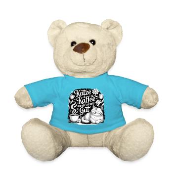 Katze und Kaffee ist alles was ich brauche - Teddy - Atollblau - Vorne