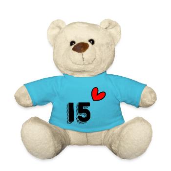 15 JAHRE. 15-jähriges JUBILÄUM. GEBURTSTAG 15 JAHRE. 15 - Teddy - Atollblau - Vorne