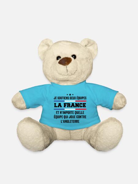 Je Soutiens Deux Équipes la France ... - Nounours - bleu outremer