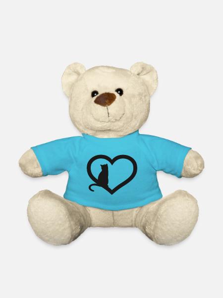 Cat silhouette with a heart - Teddy Bear - atoll blue