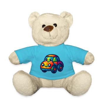 WPAP Polygon Kawaii Stil Baby Spielzeugauto - Teddy - Atollblau - Vorne