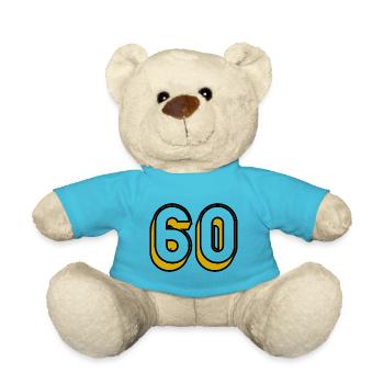 60 YEARS. 60TH ANNIVERSARY. BIRTHDAY 60 YEARS. 60 - Teddy Bear - atoll blue - Front