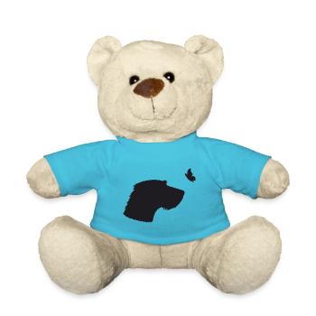 Rauhaardackel mit Schmetterling - Teddy - Atollblau - Vorne