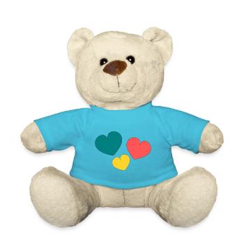 HERZ. HERZ. HERZ. KÜSSEN. SCHMATZEN. KÜSST. - Teddy - Atollblau - Vorne