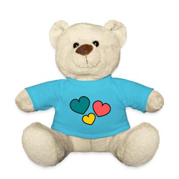 HERZ. HERZ. HERZ. KÜSSEN. SCHMATZEN. KÜSST. - Teddy - Atollblau - Vorne