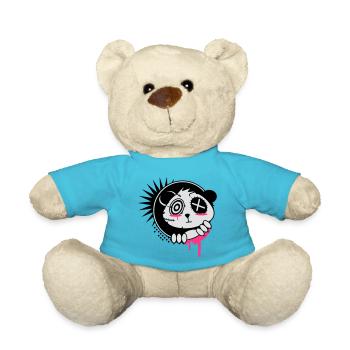 Ein Sticker mit Panda Bär Kopf - Teddy - Atollblau - Vorne