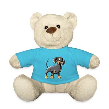 Happy Dachshund I Dackel I Teckel Hund Comic - Teddy - Atollblau - Vorne