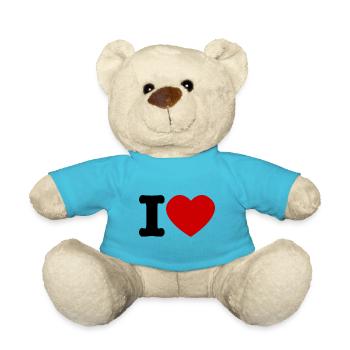 I love Ich liebe Liebe - Teddy - Atollblau - Vorne