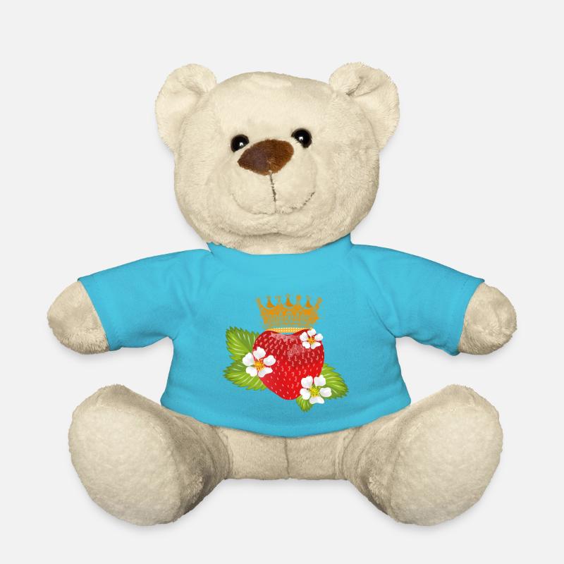 Erdbeere mit Krone Blüten und Blätter - Teddy - Atollblau