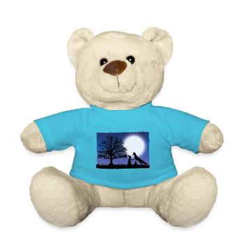 Fox and hare. Night. Fox and Rabbit. Night. - Teddy Bear - atoll blue - Front