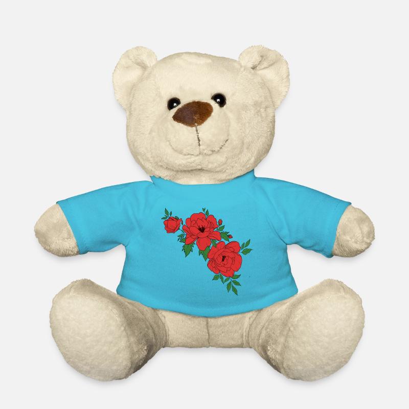roses - Nounours - bleu outremer