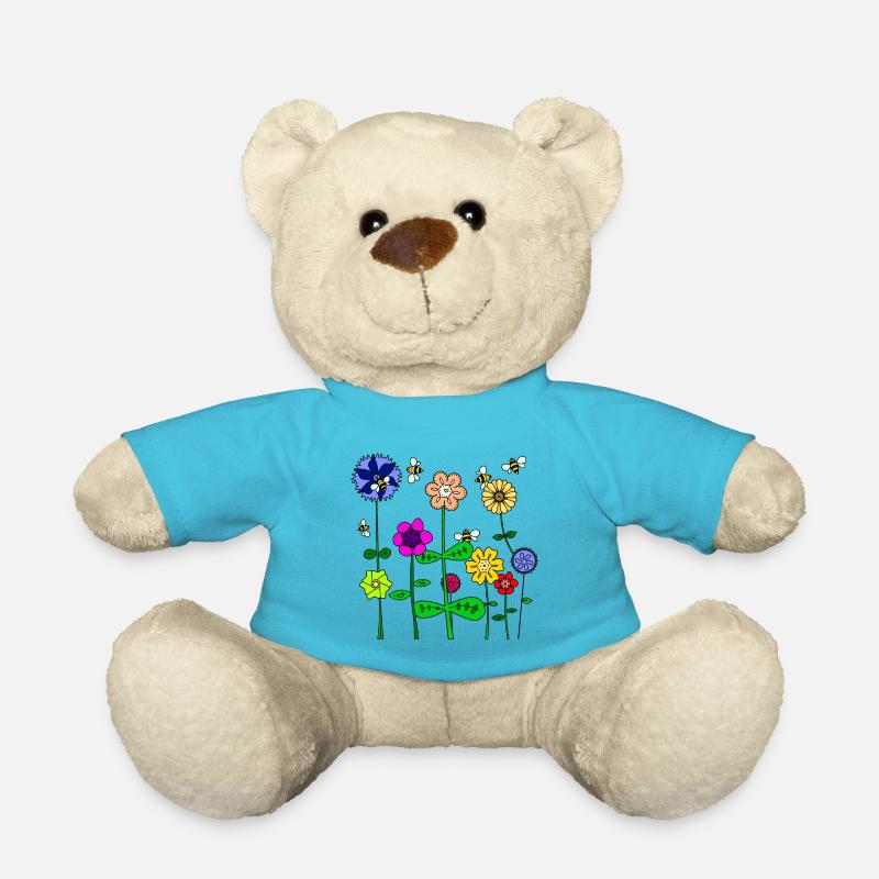 Flowers and bees - spring / summer - Teddy Bear - atoll blue