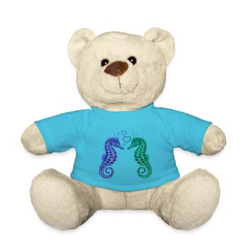 Sea Horses - Love - Teddy Bear - atoll blue - Front