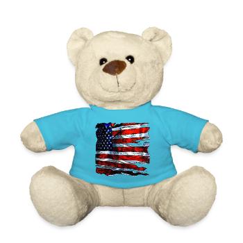 Drapeau américain vintage finement fabriqué à la main - Nounours - bleu outremer - Devant