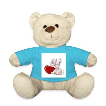 Angel sleeping on a heart - Teddy Bear - atoll blue - Front
