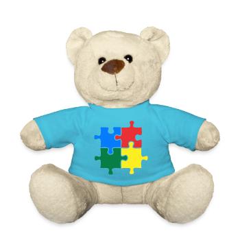 Autism Awareness Puzzle Colorful - Teddy Bear - atoll blue - Front