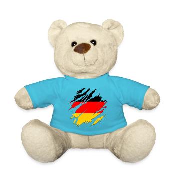 Deutschland Flagge Deutsche Fahne Used Look Heimat - Teddy - Atollblau - Vorne