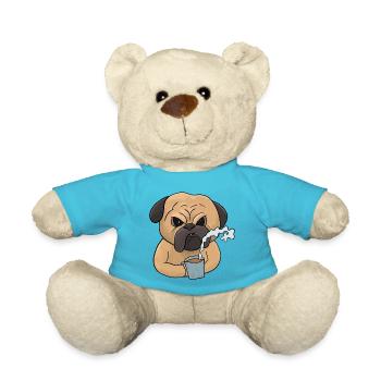 Chien grincheux avec café muffins du matin - Nounours - bleu outremer - Devant