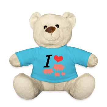 I LOVE PIGS - Teddy - Atollblau - Vorne