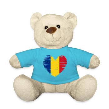 Roumanie coeur drapeau blason - Nounours - bleu outremer - Devant