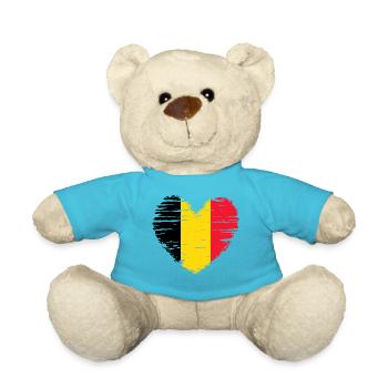 Belgium Heart Flag Flag Coat of Arms - Teddy Bear - atoll blue - Front