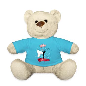 Gift idea for the wedding or wedding anniversary - Teddy Bear - atoll blue - Front