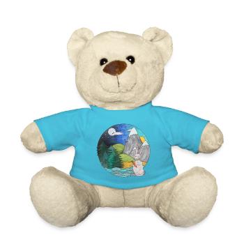 Rabbit Rabbit Landscape Outdoor Nature Lovers - Teddy Bear - atoll blue - Front