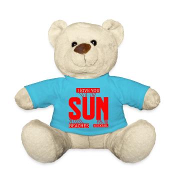 j'adore le soleil plage et cocktail - Nounours - bleu outremer - Devant