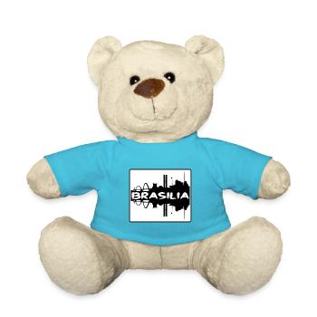 Brasilia Brazil Skyline Silhouette Travel Souvenir - Teddy Bear - atoll blue - Front