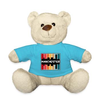 Manchester England Skyline Silhouette Travel Souve - Teddy Bear - atoll blue - Front
