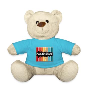 Dusseldorf Germany Skyline Silhouette Travel Souve - Teddy Bear - atoll blue - Front