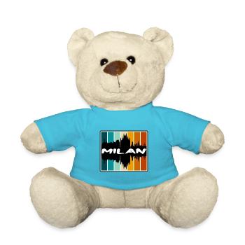Milan Italy Skyline Silhouette Travel Souvenir - Teddy Bear - atoll blue - Front