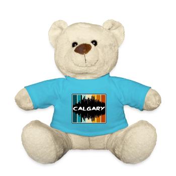 Calgary Canada Skyline Silhouette Travel Souvenir - Teddy Bear - atoll blue - Front