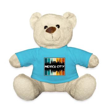 Mexico City Mexico Skyline Silhouette Travel Souve - Teddy Bear - atoll blue - Front