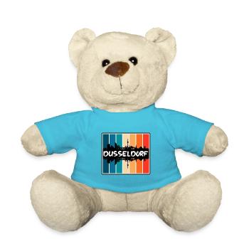 Dusseldorf Germany Skyline Silhouette Travel Souve - Teddy Bear - atoll blue - Front